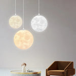 Suspension lumineuse moderne imprimée lunaire blanc beige tringle led 220v