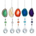 pendentif solaire agate naturelle colorées boule cristal bohème violet orange vert bleu beige