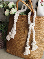 corde décorative rideau tieback blanc tissé rustique 80cm boucles pomponsextérieur