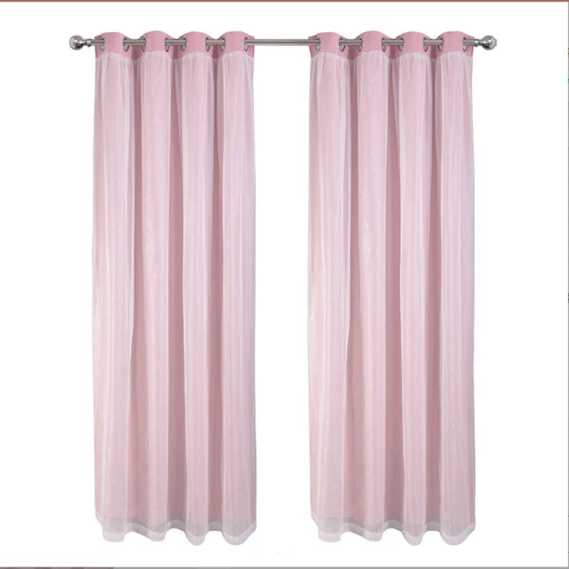 rideaux rose blanc dentelle semi transparent modernes panneaux polyester