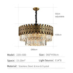 lustre moderne doré noir cristaux géométriques salon chambre led dimmable echangement cable