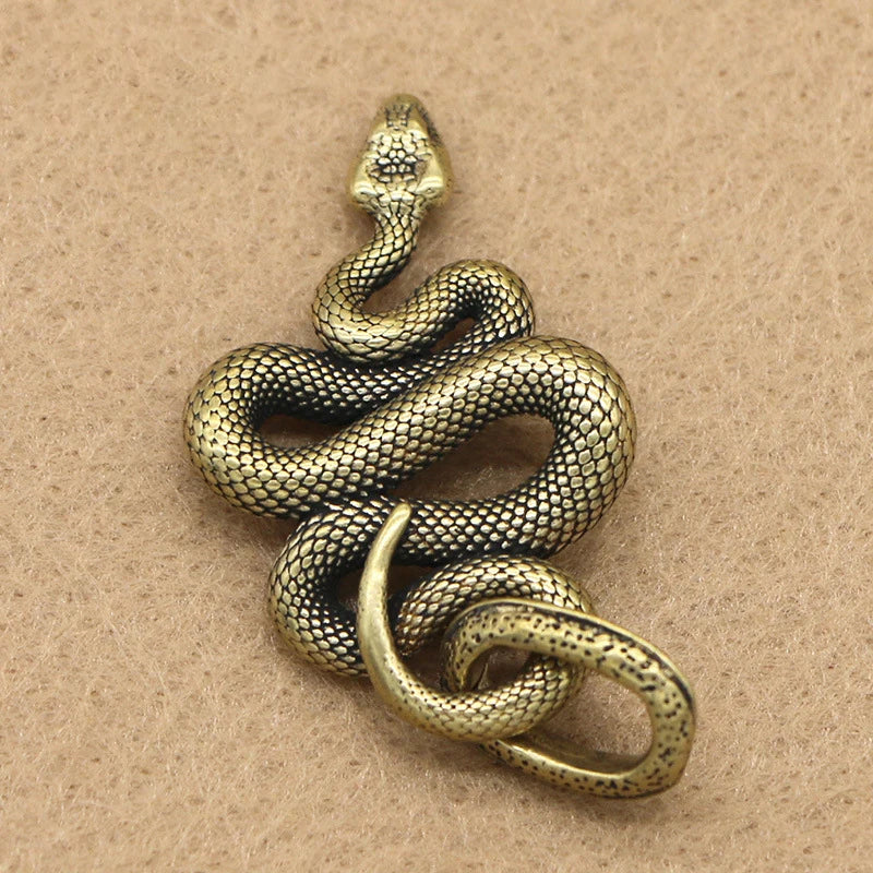 figurine serpent métal doré réaliste décoration intérieure ornement statuaire antique bronze