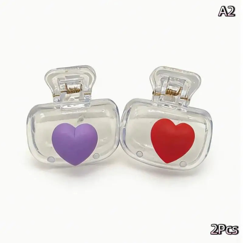 stylos kawaii pinces cheveux forme coeur accessoires girly mignon transparentes rose violet bleu blanc