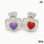 stylos kawaii pinces cheveux forme coeur accessoires girly mignon transparentes rose violet bleu blanc
