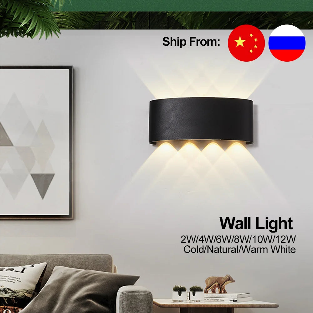 applique murale led noir contemporaine fixée mur 10w ip65 étanche 10 ampoules led