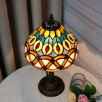 lampe table art deco multicolore motif mosaïque opacité interrupteur bouton poussoir résine base solide