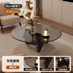 table basse moderne transparente bois marron clair plateau 70cm hauteur 31cm minimalistes