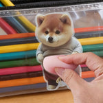 autocollants chien shiba inu mignon moderne pvc autoadhésif marron beige roseclair