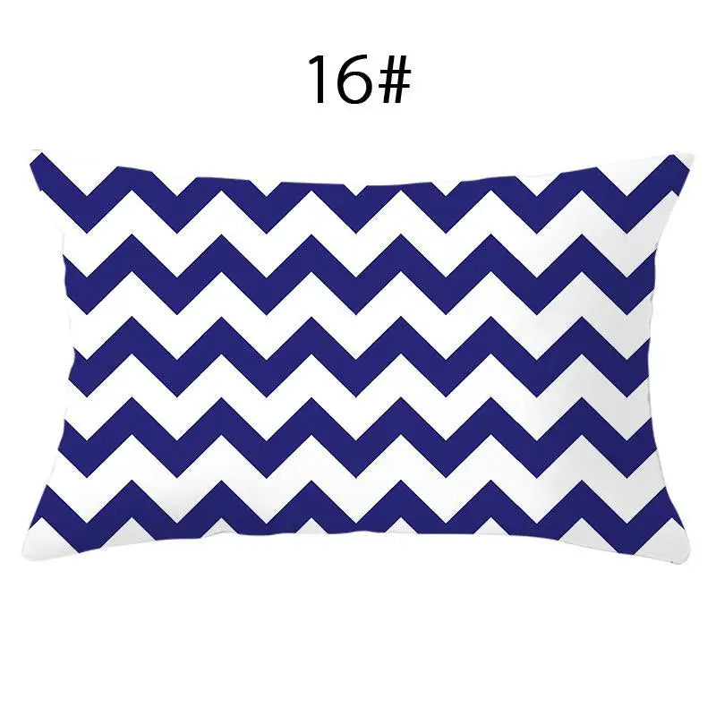 coussin lombaire jaune noir blanc bleu gris vert marron zigzag triangles moderne 30x50cm polyester