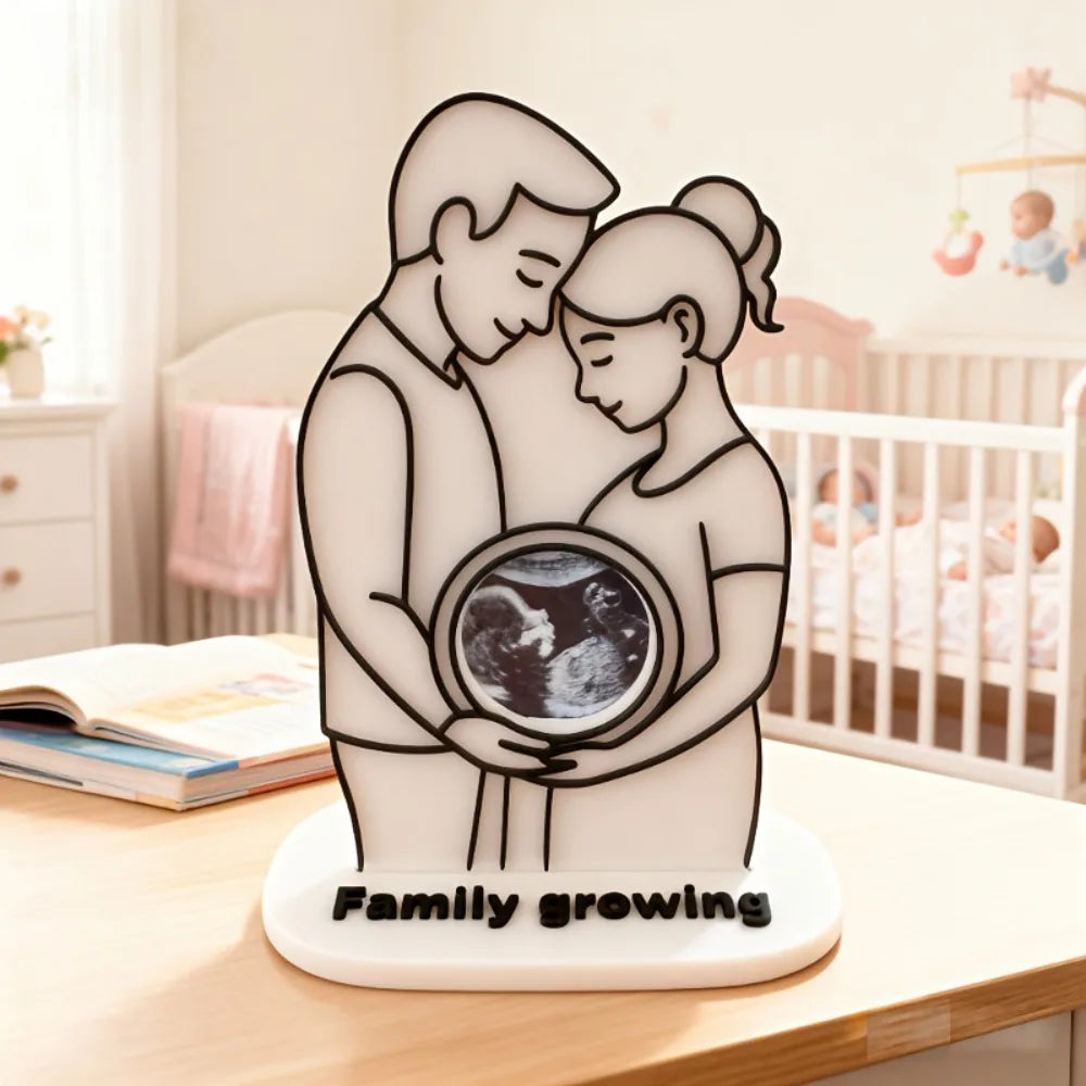 souvenir transparent femme enceinte échographie famille croissance art statue verre