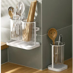 panier rangement couverts transparent support vaisselle drain multipurpose moderne japonais adhésif fourchette cuillère spatule