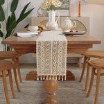 nappe coton dentelle floral bohème bordure frangée transparent table décoration chambre cuisine événement festive