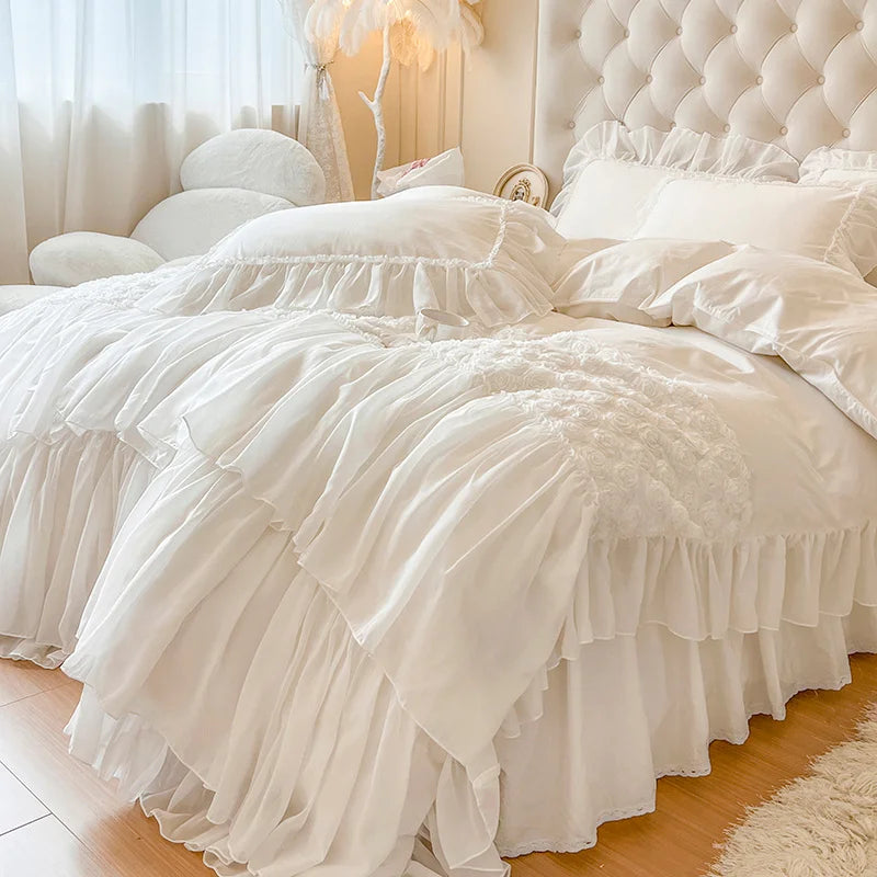 Taie d'oreiller blanche dentelle parure de lit