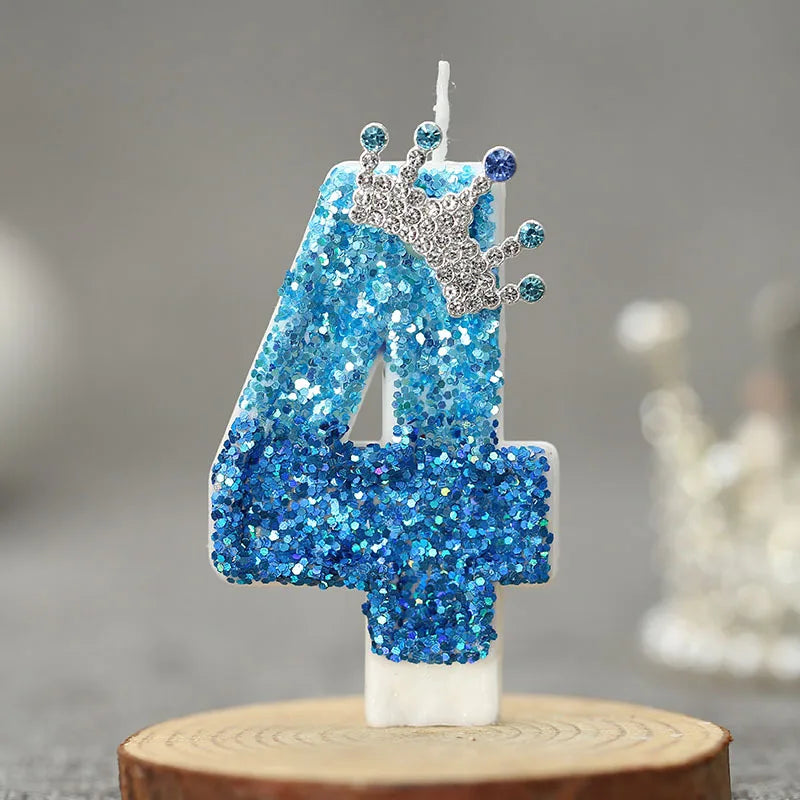 bougies chiffre pailletées bleu clair bleu foncé anniversaire décoration festive números personnalisables