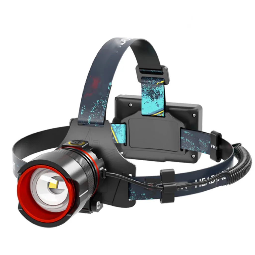 lampe frontale led rechargeable zoom réglable détecteur mouvement étanche noir rouge gris