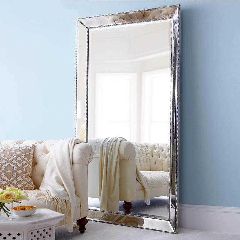 Miroir ornemental strass classique moderne salon décoration bois argenté or