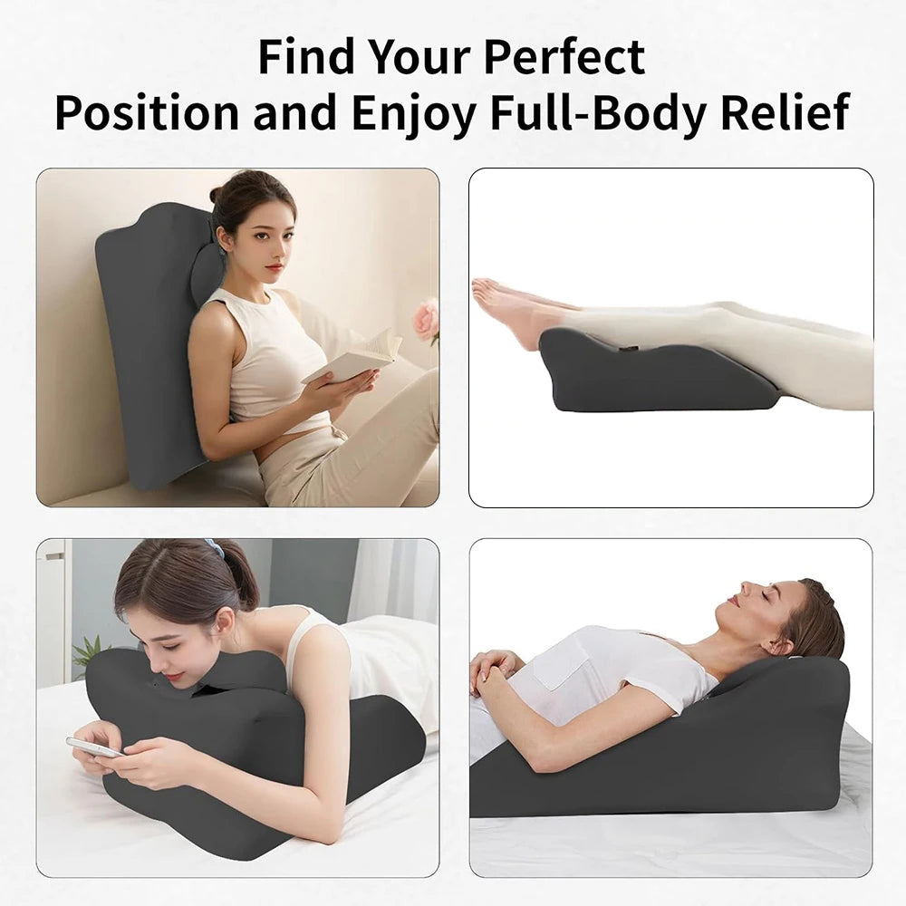 coussin ergonomique multifonctionnel memory foam noir blanc support dos jambes oreiller pieds moderne