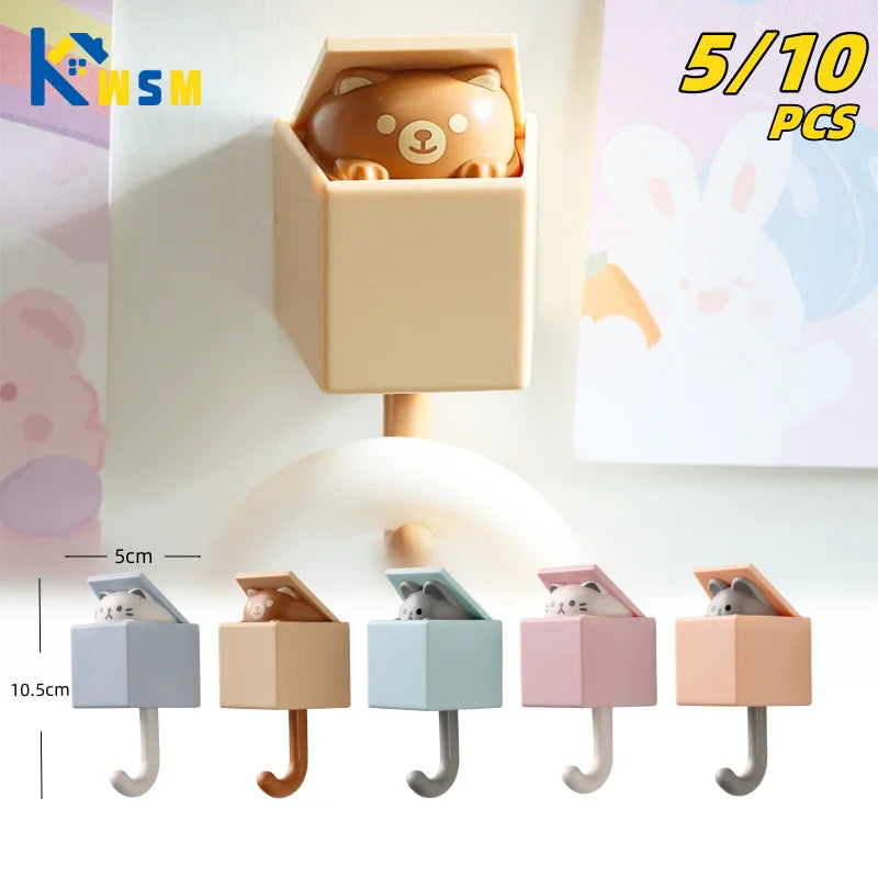 porte sacs mural adhésif motif chat dessin animé rangement sac chambre décoration murale moderne