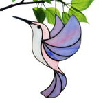 pendant oiseau suspendu vert jaune bleu artisanal tiffany motifs géométriques translucides chambre maison jardin