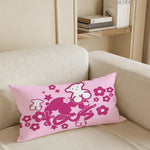 taies d'oreiller décoratives moderne motif ours fleurs imprimées non toxiques respectueuses environnement rose bleu