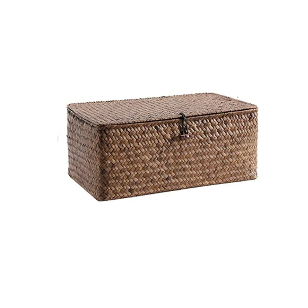 coffre provisions réutilisable osier couleur brun clair rustique respectueux environnement utilisation multiple articles divers