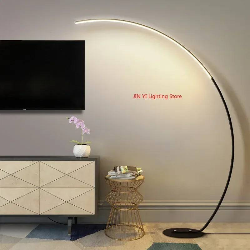 lampe sol moderne blanc lisse intensité variable télécommande base circulaire led chambre salon