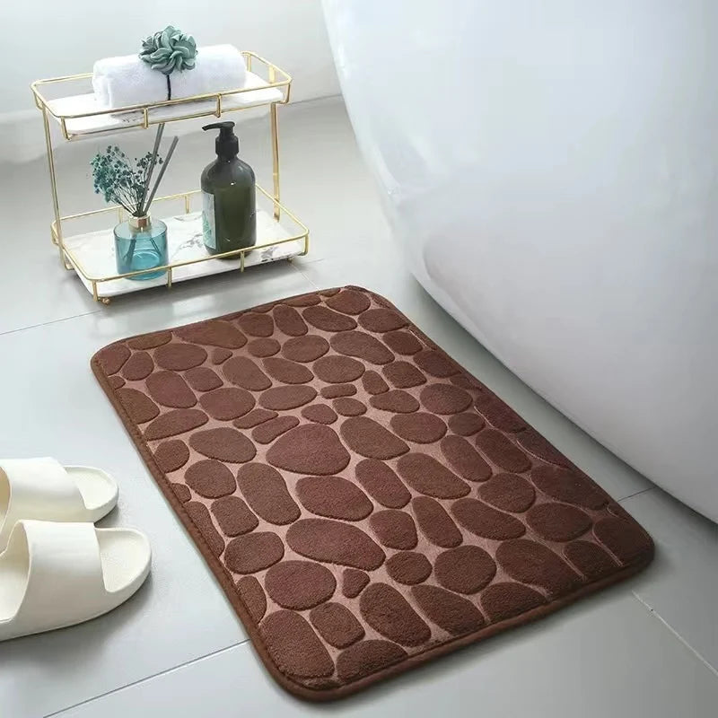 tapis bain antidérapant imitation galets gris marron beige moderne zen
