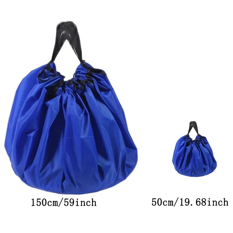 sac rangement pliable bleu rose moderne ø150cm ø50cm tissu uni opaque multifonctionnel salon