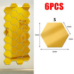 miroirs hexagonaux modernes argent doré adhésifs auto collants amovibles acrylique translucides décoration murale maison