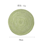 lot sets table ronds coton tressé vert gris beige motif spirale