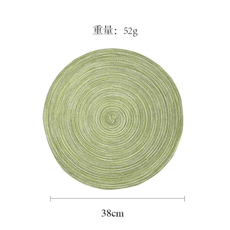 lot sets table ronds coton tressé vert gris beige motif spirale