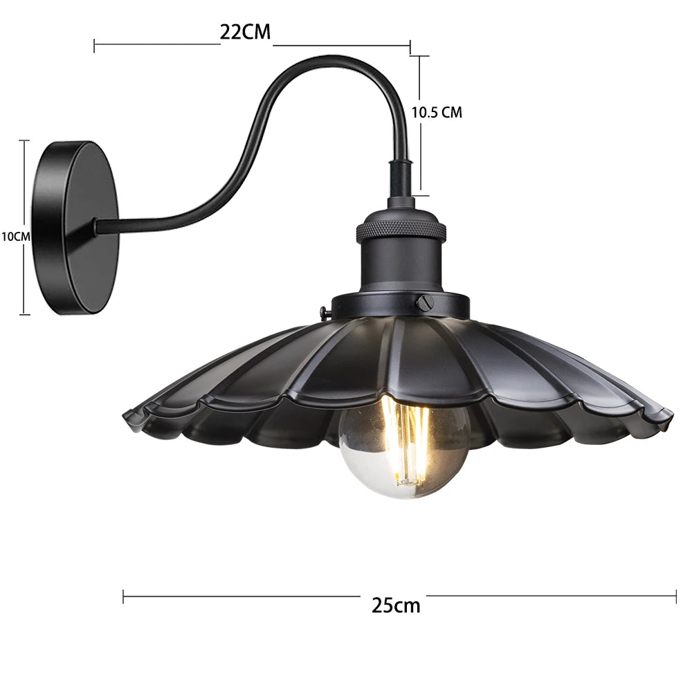 lampe murale vintage or plissée industrielle éclairage chambre entrée salle bains étude 25cm 12cm