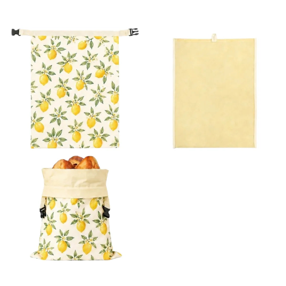 sac rangement multi usages tissu motifs floraux moderne beige jaune vert blanc boucle zip