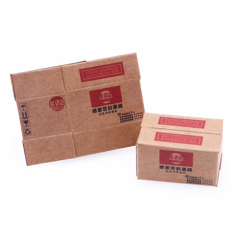 boîtes carton simulation marron imprimé noir blanc accessoires miniatures décoration pratique utilitaire pièces
