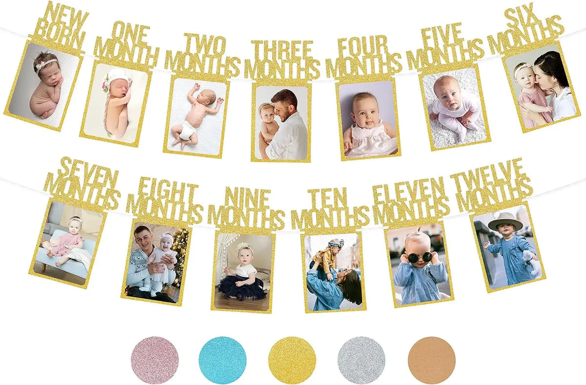 guirlande photos or blanc moderne clips cadre photo anniversaire bébé mois