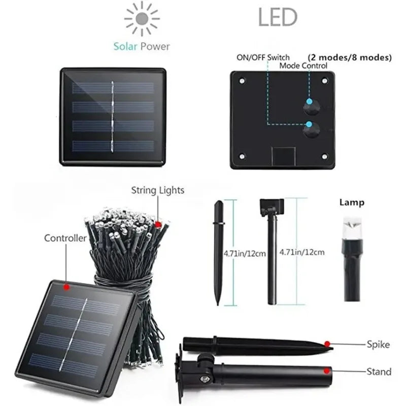 guirlande lumineuse solaire multicolore 100 leds ip65 moderne spikes