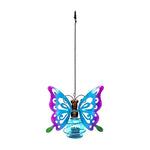 lampe solaire décorative papillon transparent moderne bleu violet vert métal bouton allumage