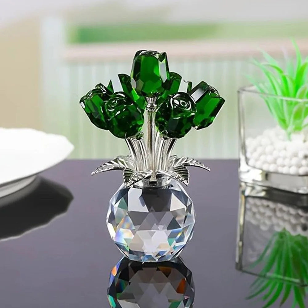 bouquet fleurs artificielles cristal rouge jaune rose bleu vert violet blanc moderne transparent