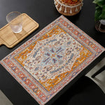 tapis table motif floral géométrique traditionnel beige orange bleu rouge vert blanc