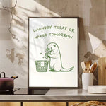 affiche murale otter humoristique blanche verte décoration chambre salon enfant illustration simple cadre métal