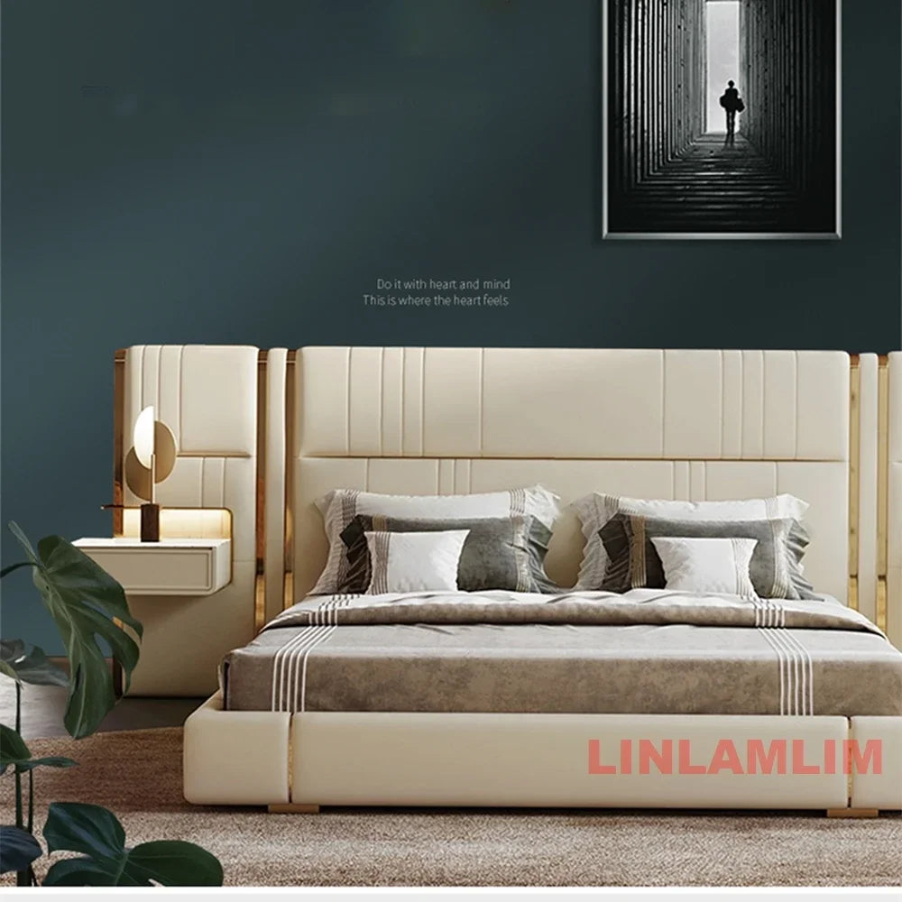 Personnalisation des couleurs bleu et noir pour le cadre de lit