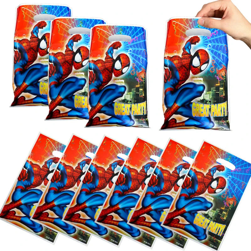 ensemble décoration anniversaire spider man vaisselle jetable nappe assiettes gobelets banderole ballons rouges