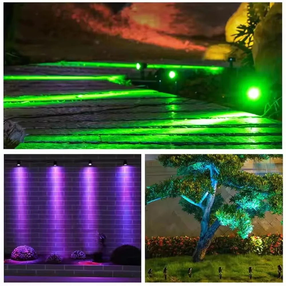 spots led jardin ip65 étanches noirs modernes télécommande adaptable echangement couleurextérieur abs