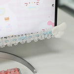 cache écran dentelle adhésif blanc noir rose bleu décoration mignonne oreilles noeuds