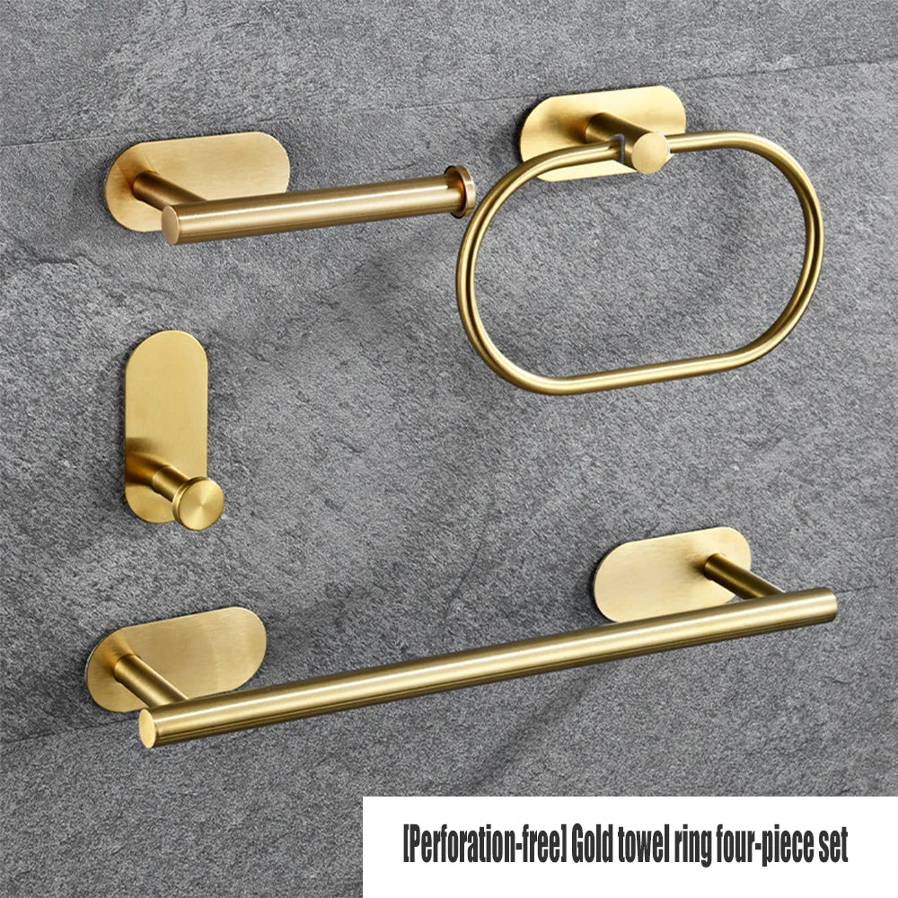 support rangement salle bain argenté moderne porte serviettes papier toilette adhésif minimaliste pièces