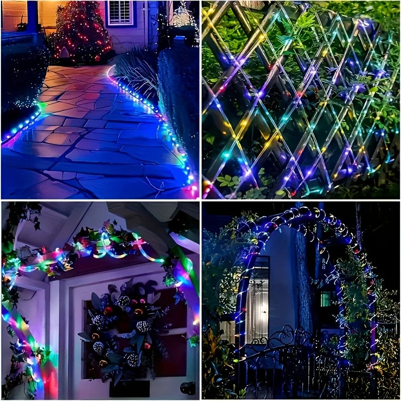 guirlande lumineuse led solaire blanc chaud moderne modes ip65 autoinstallationextérieur