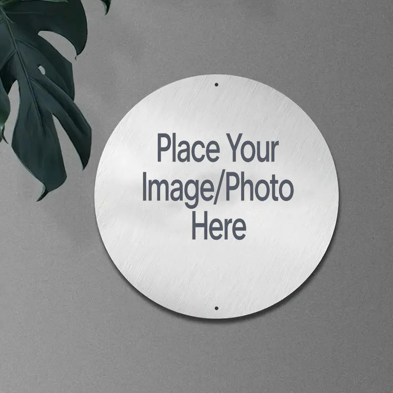 décoration intérieure moderne plaque métallique argentée finition brossée 20cm cercle