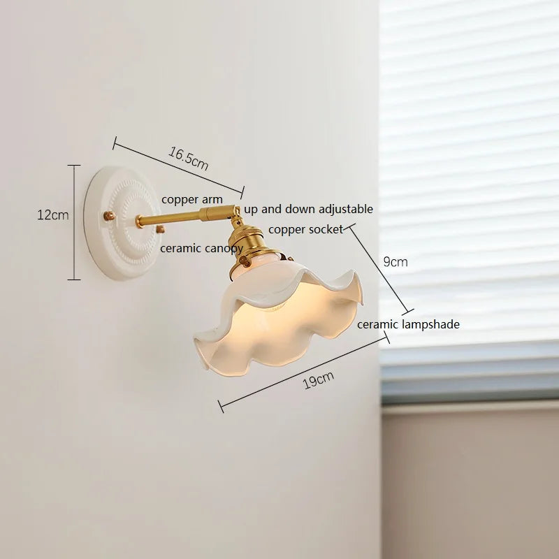 lampe murale classique blanc doré céramique métal ampoule led 220v vintage contemporaine