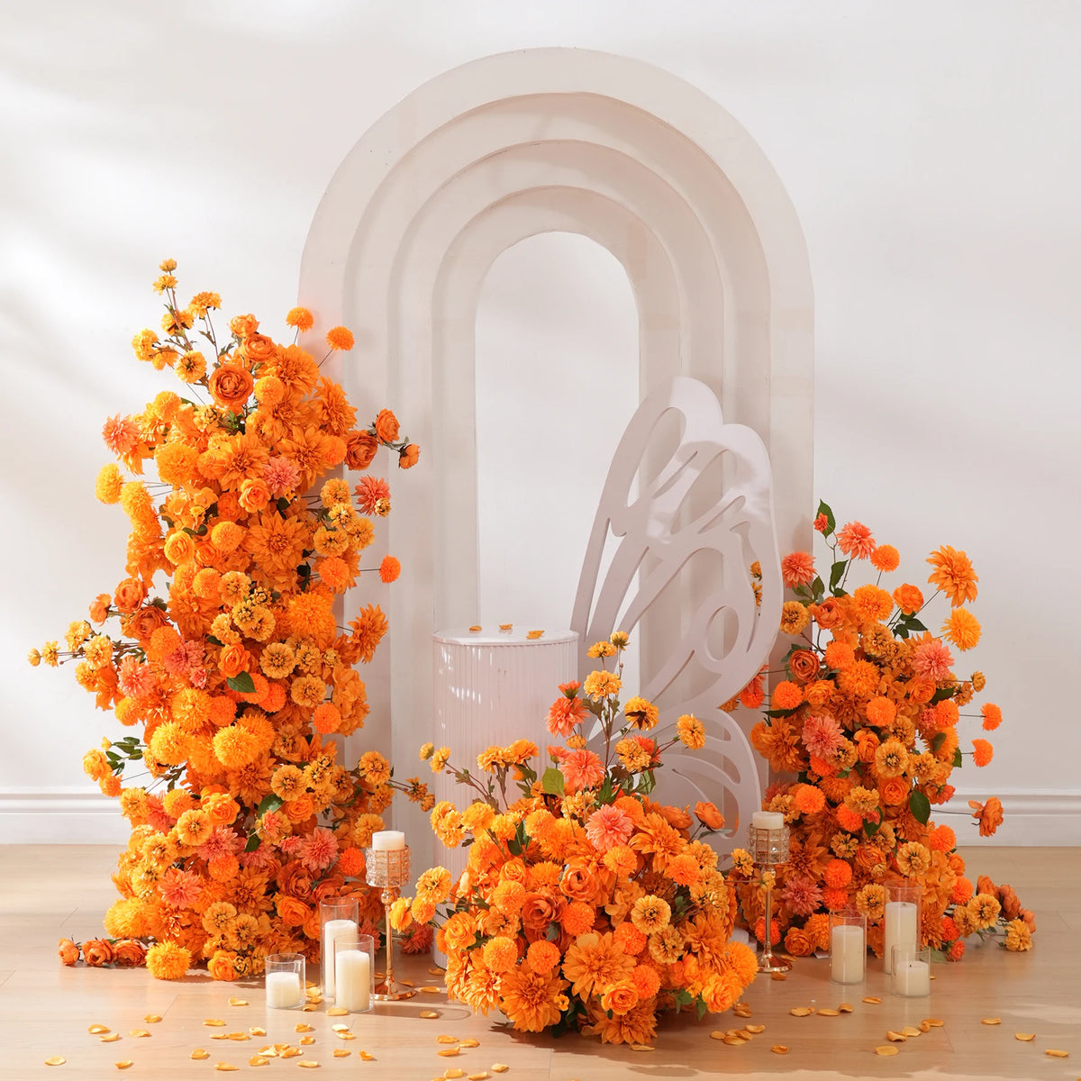 Décoration florale artificielle moderne bouquet orange rose clair extérieur intérieur événement maison