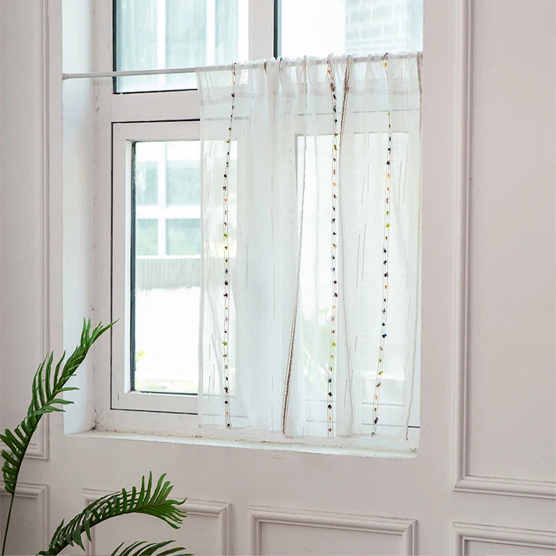 rideau blanc colorées moderne translucide maison 100% polyester inclusion accessoires